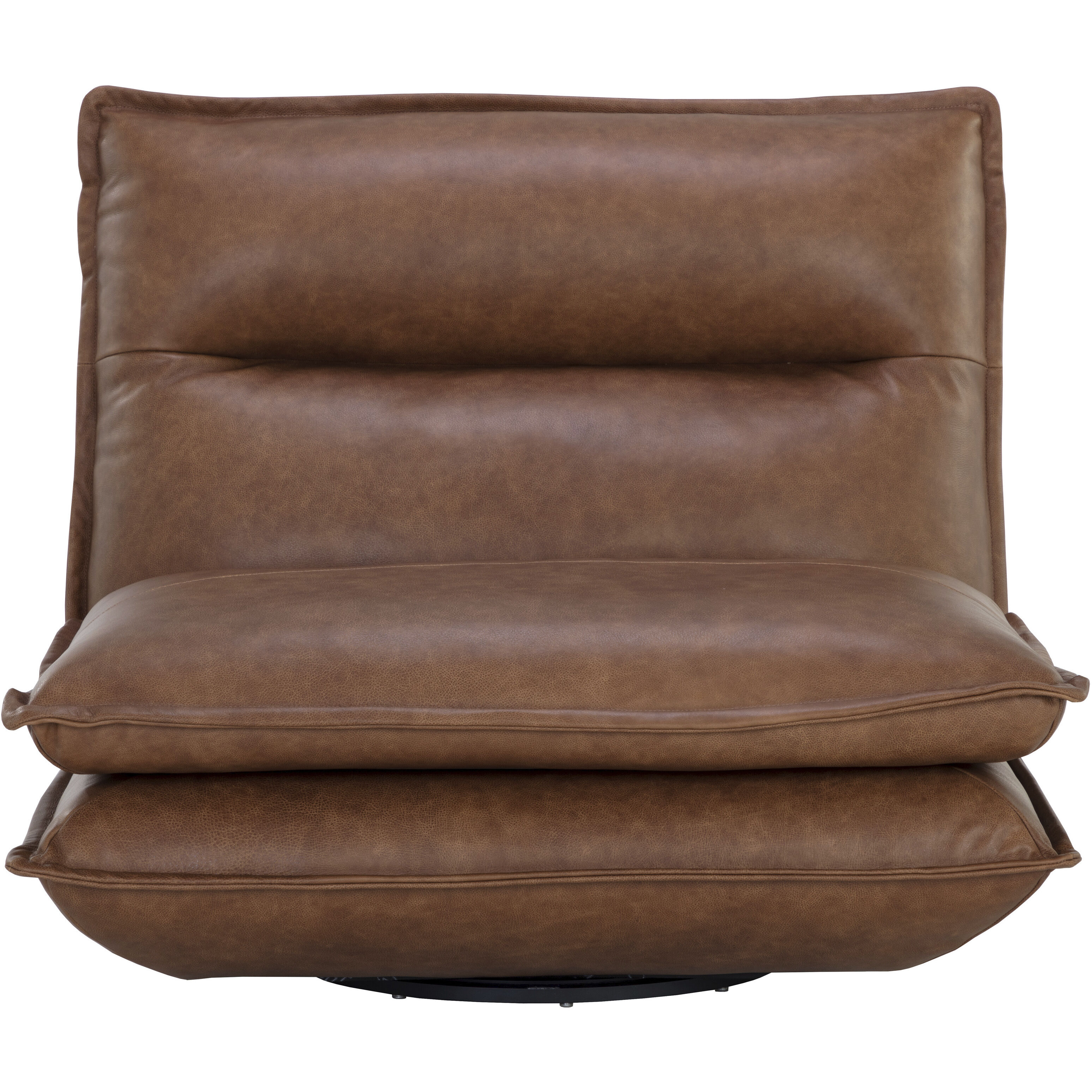 Colson Cognac Leather Swivel Armless Chair, Swivel